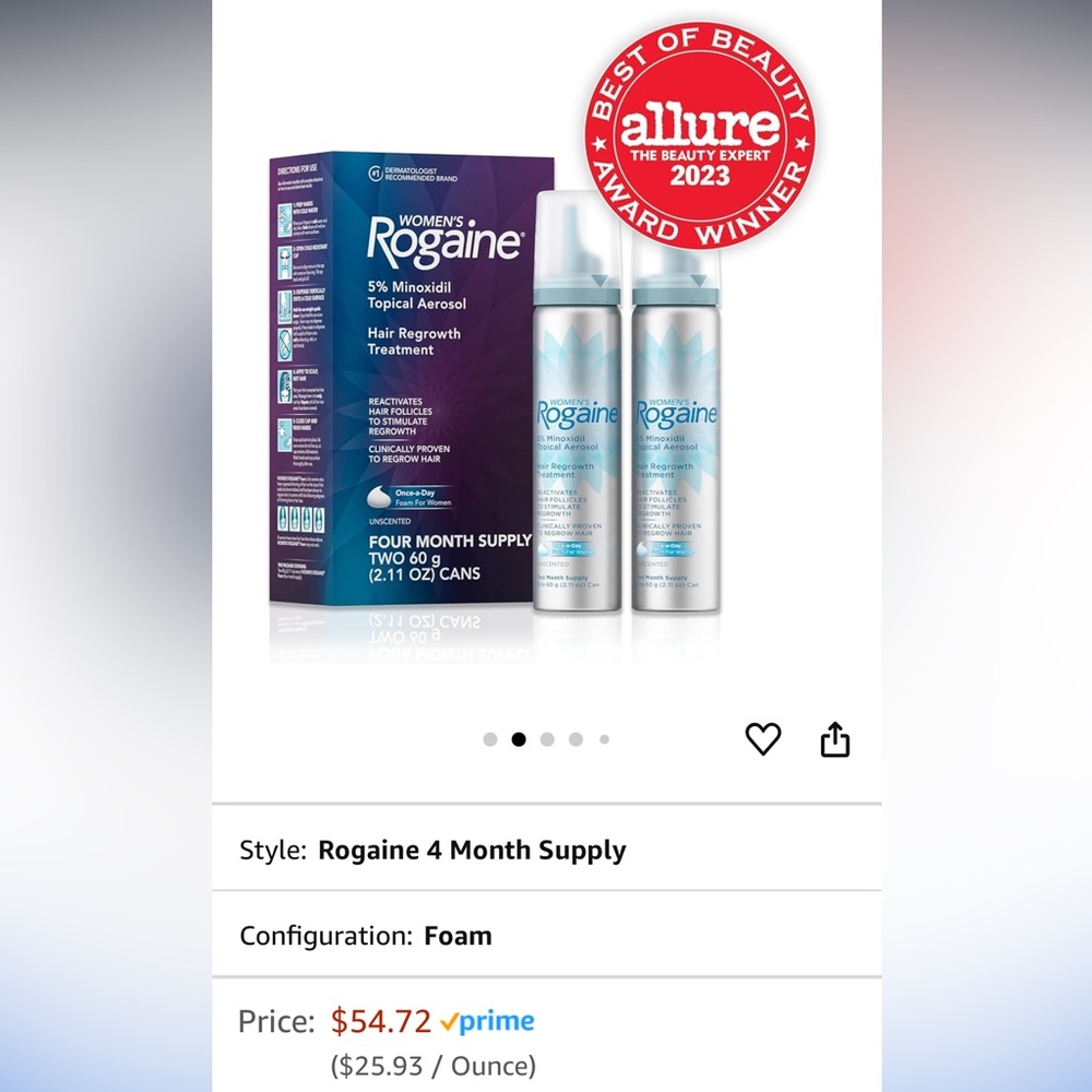 Women's Rogaine Minoxidil Hair Regrowth Treatment